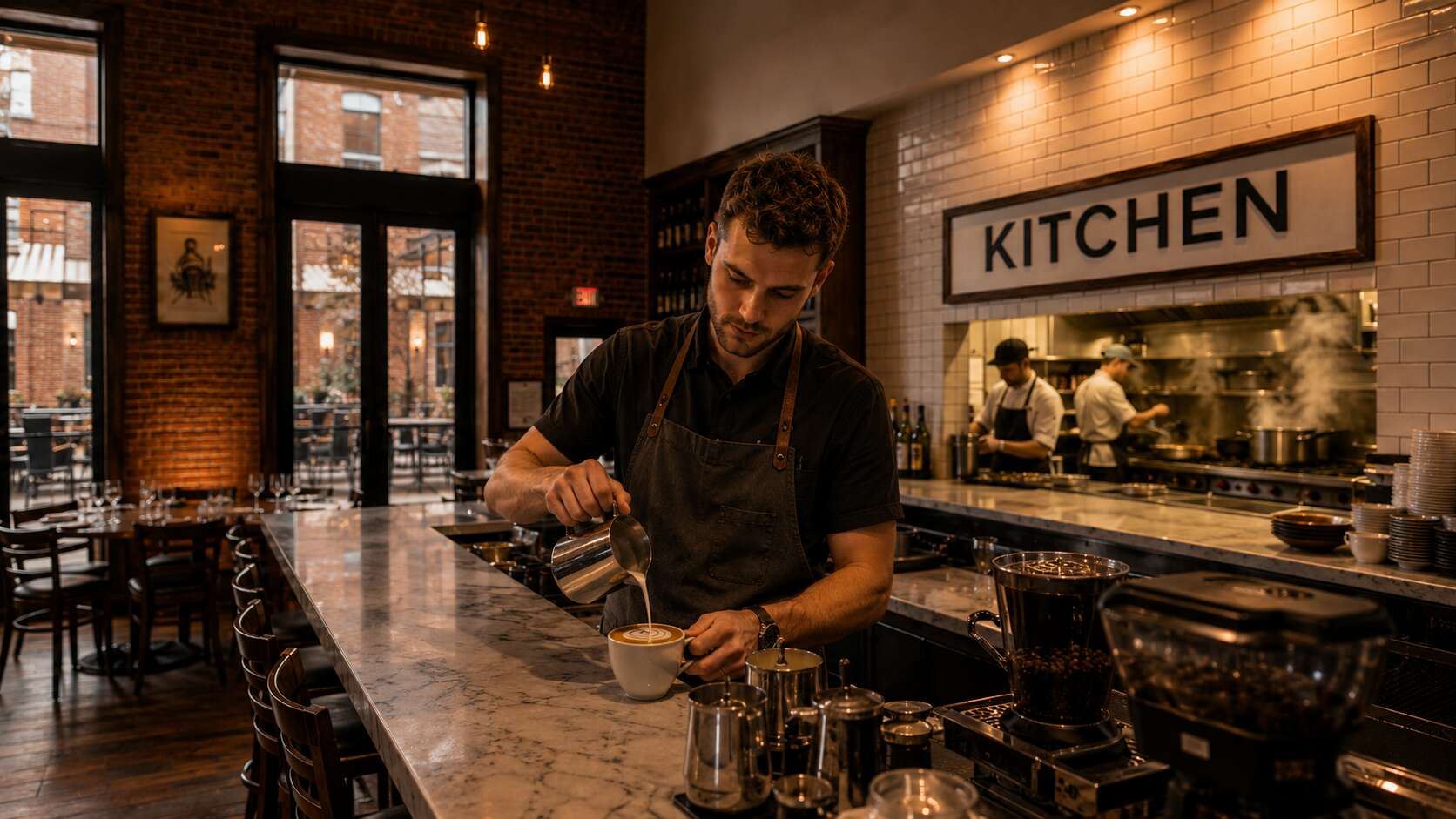 Barista priprema kavu